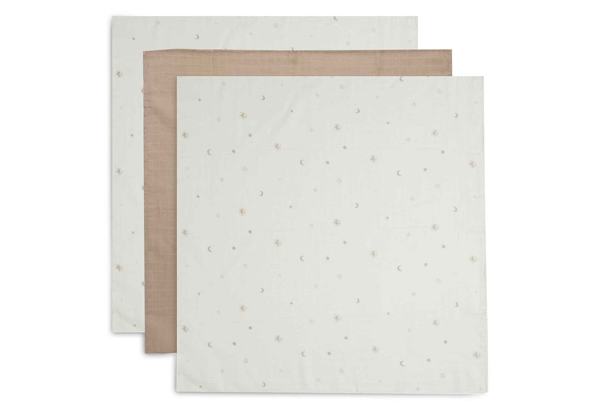 Jollein Spucktuch Hydrophill 70x70cm Stargaze Biscuit 3er Pack