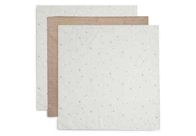 Jollein Spucktuch Hydrophill 70x70cm Stargaze Biscuit 3er Pack