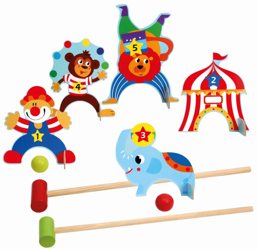 Bino Kinder-Krocket-Set aus Holz, Zirkus