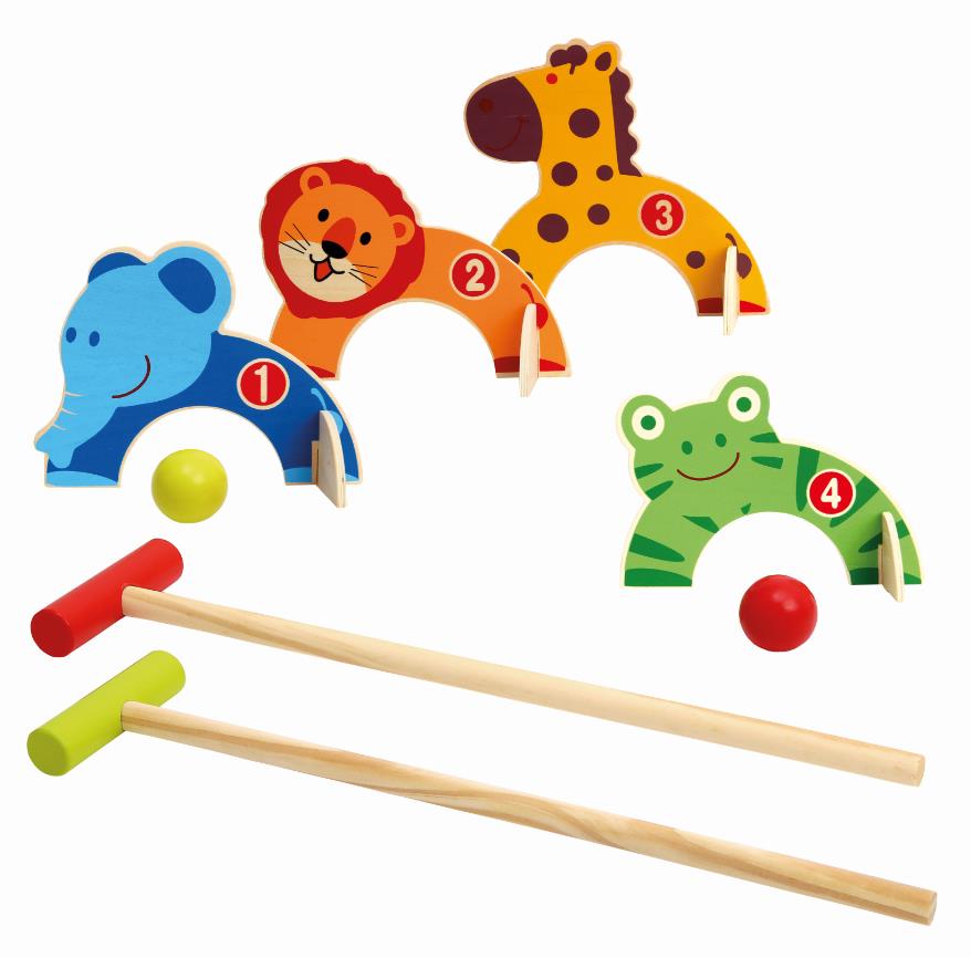 Bino Kinder-Krocket-Set aus Holz, Zoo