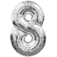 Folienballon Zahl 8 silber