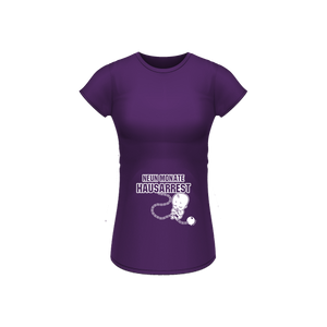 Kurzarm T-Shirt mit Spruch 9 Montae Hausarrest