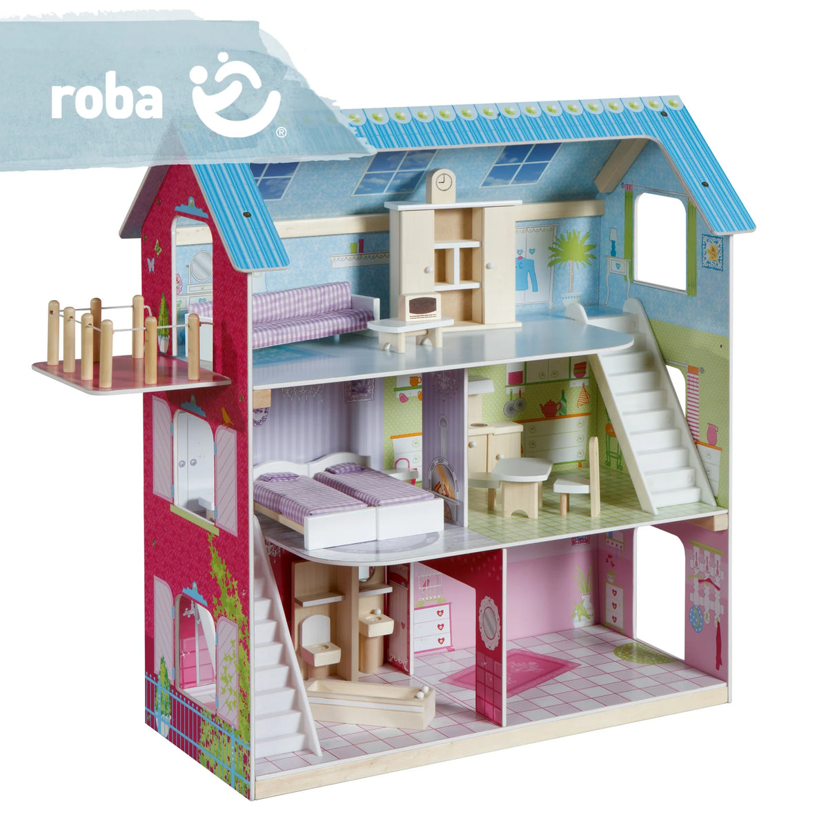 Roba Puppenhaus rosa/blau