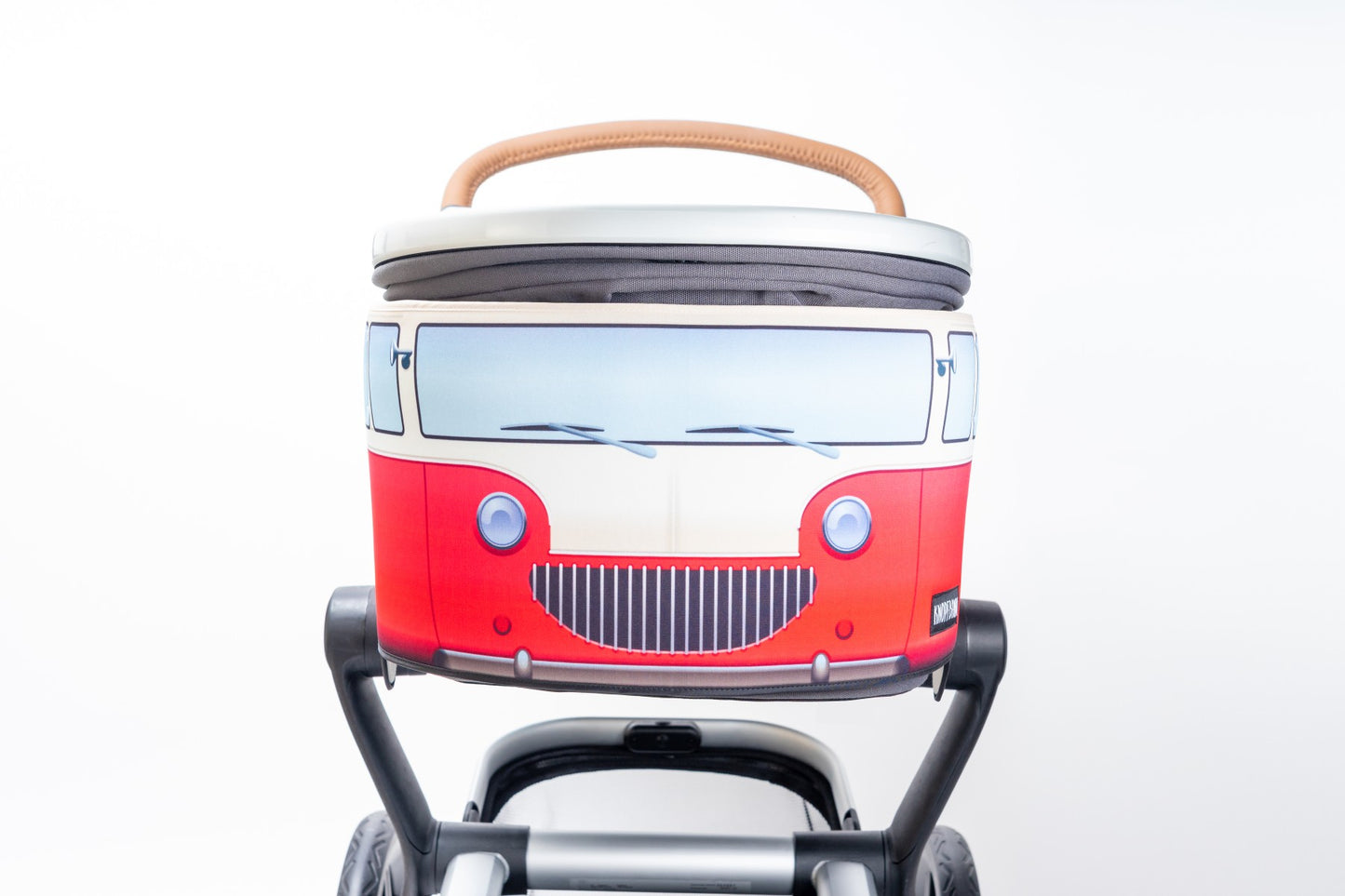 Knopfbande Kinderwagenhülle "Vintage Bus" rot - Porto frei + Pyjama gratis dazu
