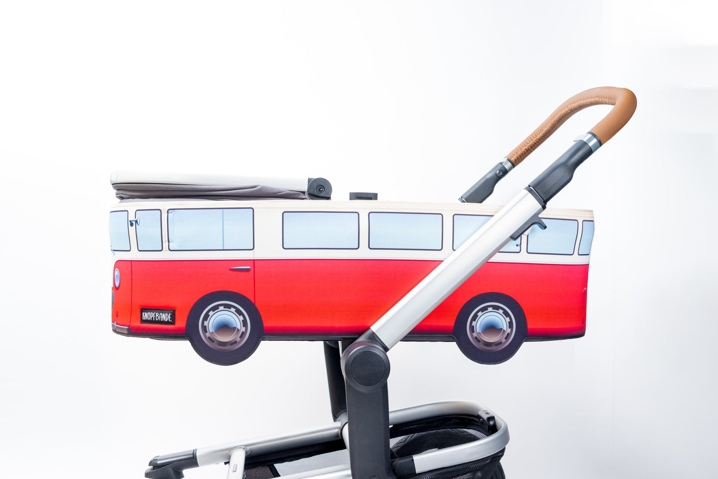 Knopfbande Kinderwagenhülle "Vintage Bus" rot - Porto frei + Pyjama gratis dazu