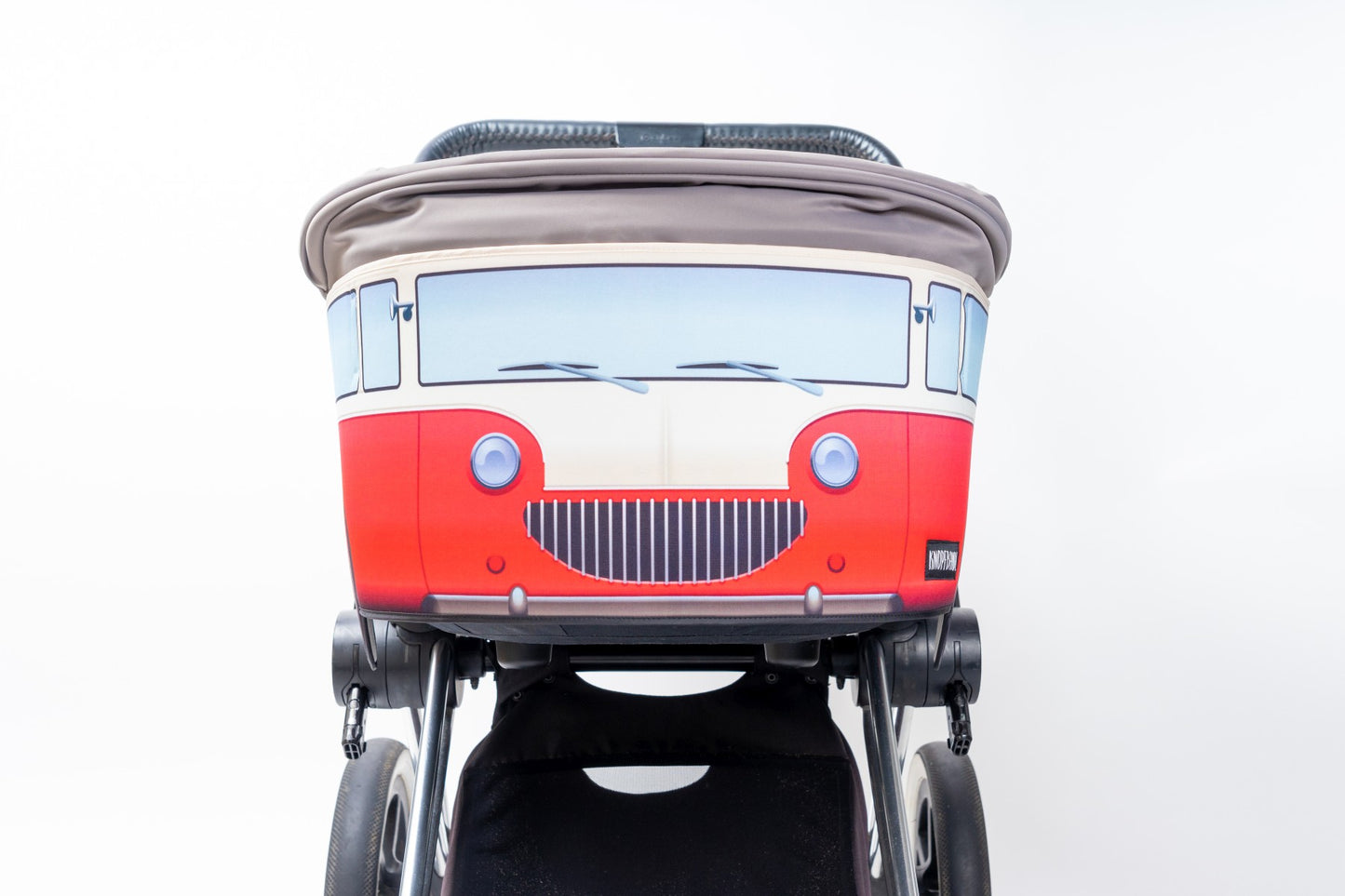 Knopfbande Kinderwagenhülle "Vintage Bus" rot - Porto frei + Pyjama gratis dazu