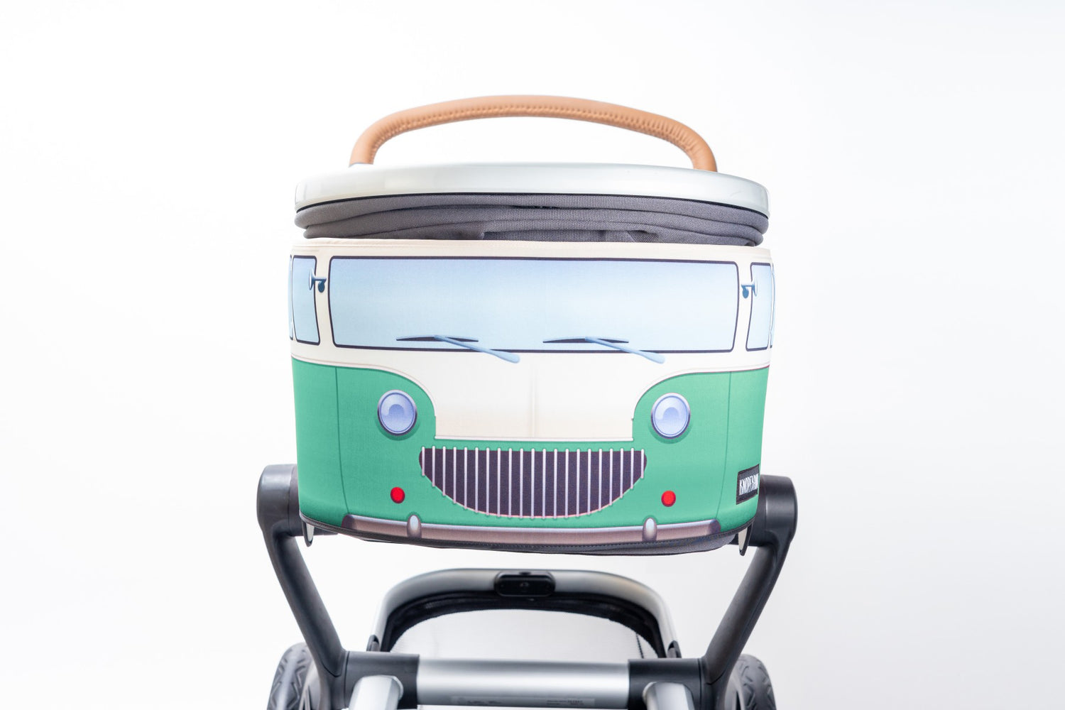 Knopfbande Kinderwagenhülle "Vintage Bus" grün - Porto frei + Pyjama gratis dazu