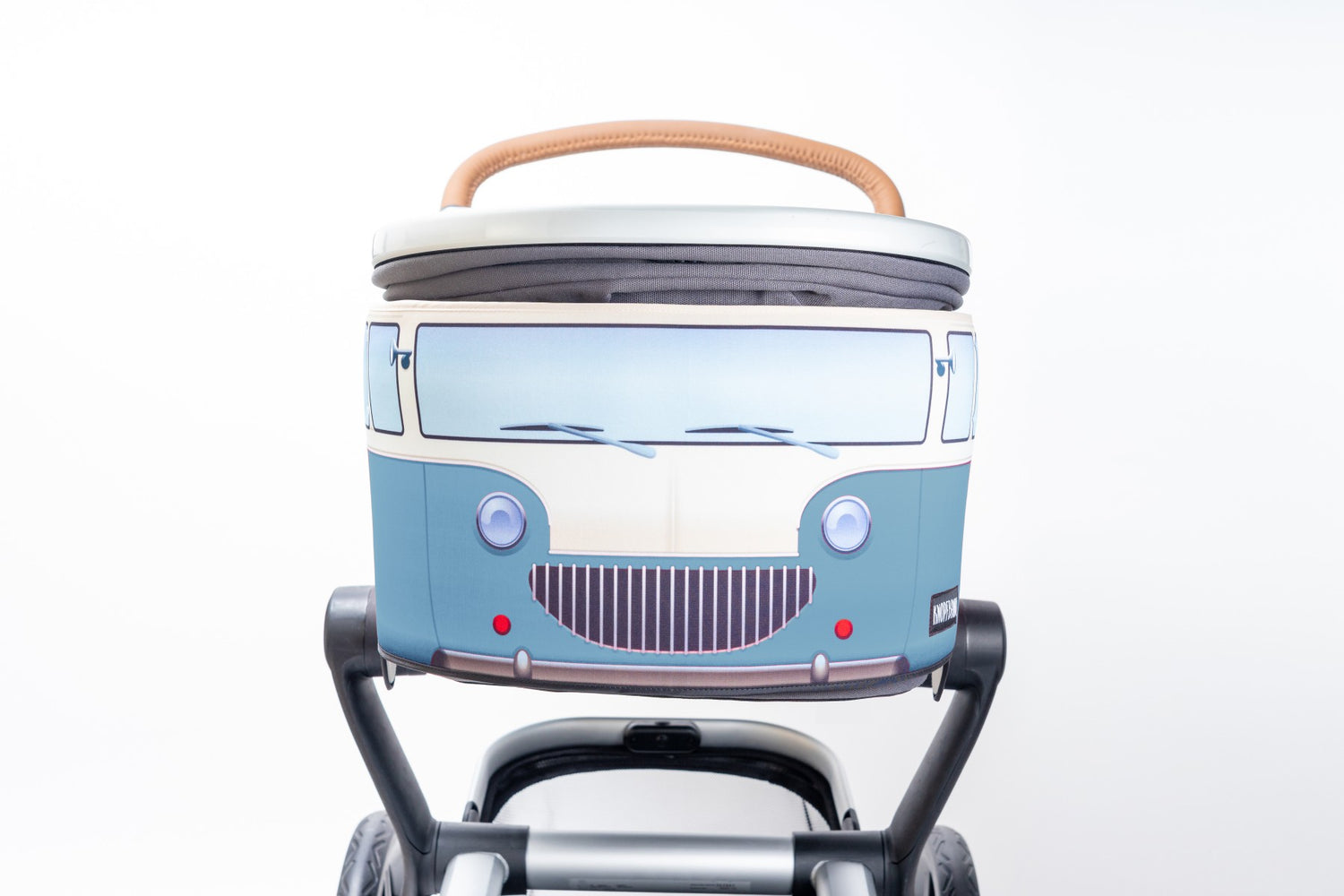 Knopfbande Kinderwagenhülle "Vintage Bus" blau - Porto frei + Pyjama gratis dazu