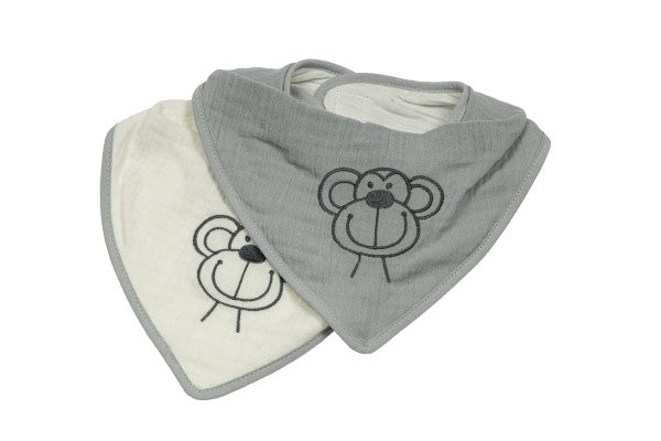 Bebe's Collection Musselin Sabberlätzchen 2er Pack Affe grau