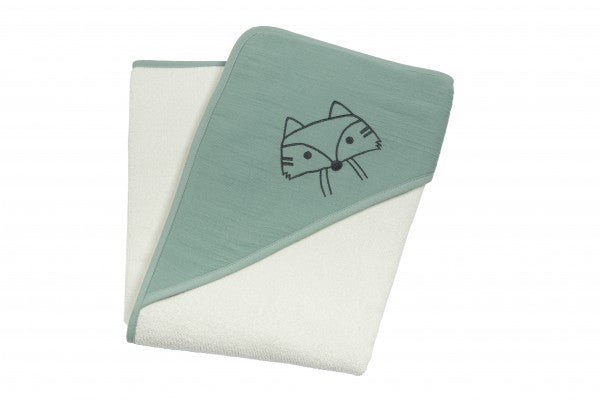 Bebe's Collection Kapuzenbadetuch 90 x 90 cm Fuchs grün