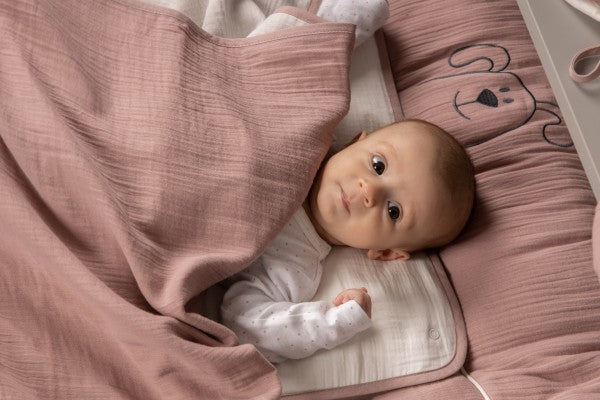 Bebe's Collection Musselin Kuscheldecke 70 x 100 cm Hund altrosa