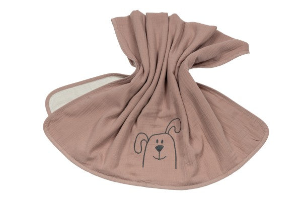 Bebe's Collection Musselin Kuscheldecke 70 x 100 cm Hund altrosa