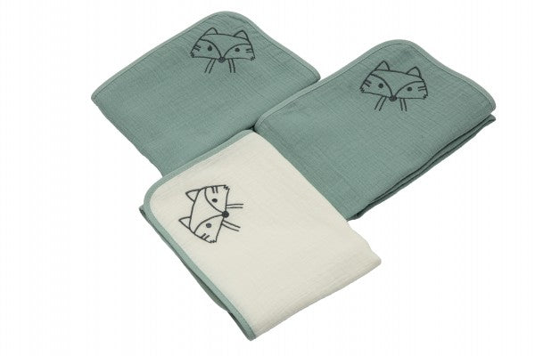 Bebe's Collection Musselin Mullwindel 60 x 60 cm 3er Pack Fuchs grün