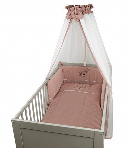 Bebe's Collection Musselin Bett Set 3-teilig Hund altrosa