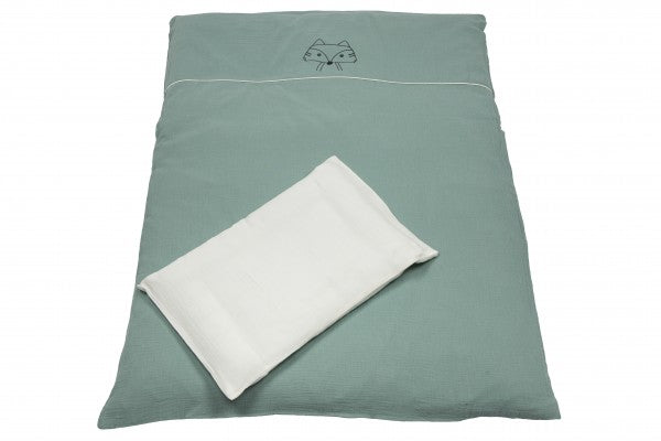 Bebe's Collection Musselin Bettwäsche 100x135/40x60 cm Fuchs grün