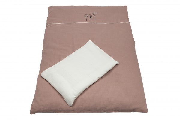 Bebe's Collection Musselin Bettwäsche 100x135/40x60 cm Hund altrosa