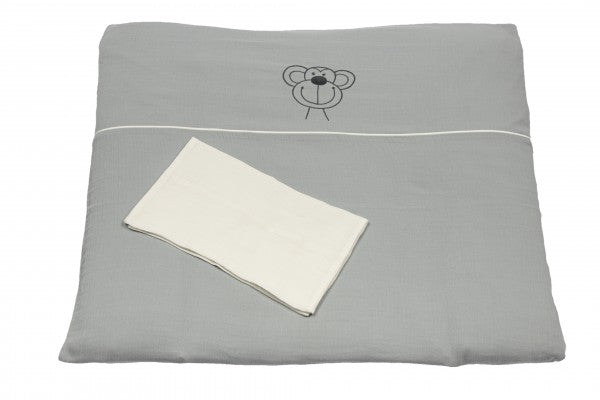 Bebe's Collection Musselin Bettwäsche 80x80 / 35x40 cm Affe grau