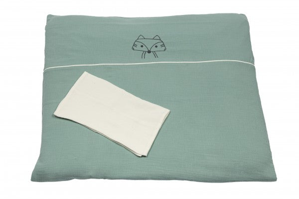 Bebe's Collection Musselin Bettwäsche 80x80 / 35x40 cm Fuchs grün