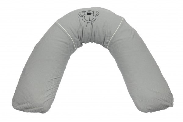 Bebe's Collection Stillkissen mit Musselin Bezug 40 x190 cm Affe grau
