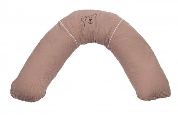 Bebe&#39;s Collection Stillkissen mit Musselin Bezug 40 x190 cm Hund altrosa
