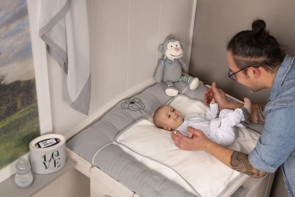 Bebe's Collection Musselin Wickelunterlage gross 85 x 70 cm Affe grau