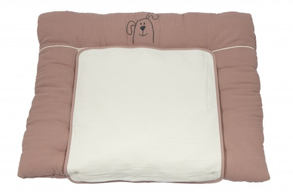 Bebe's Collection Musselin Wickelunterlage gross 85 x 70 cm Hund altrosa