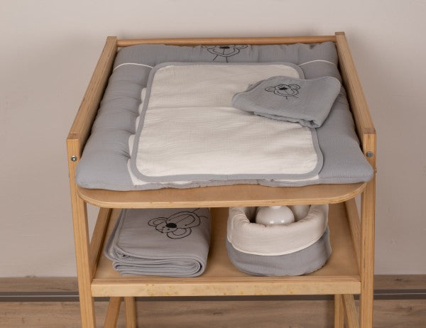 Bebe's Collection Musselin Wickelunterlage klein 55 x 70 cm Affe grau