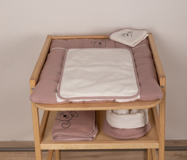 Bebe's Collection Musselin Wickelunterlage klein 55 x 70 cm Hund altrosa