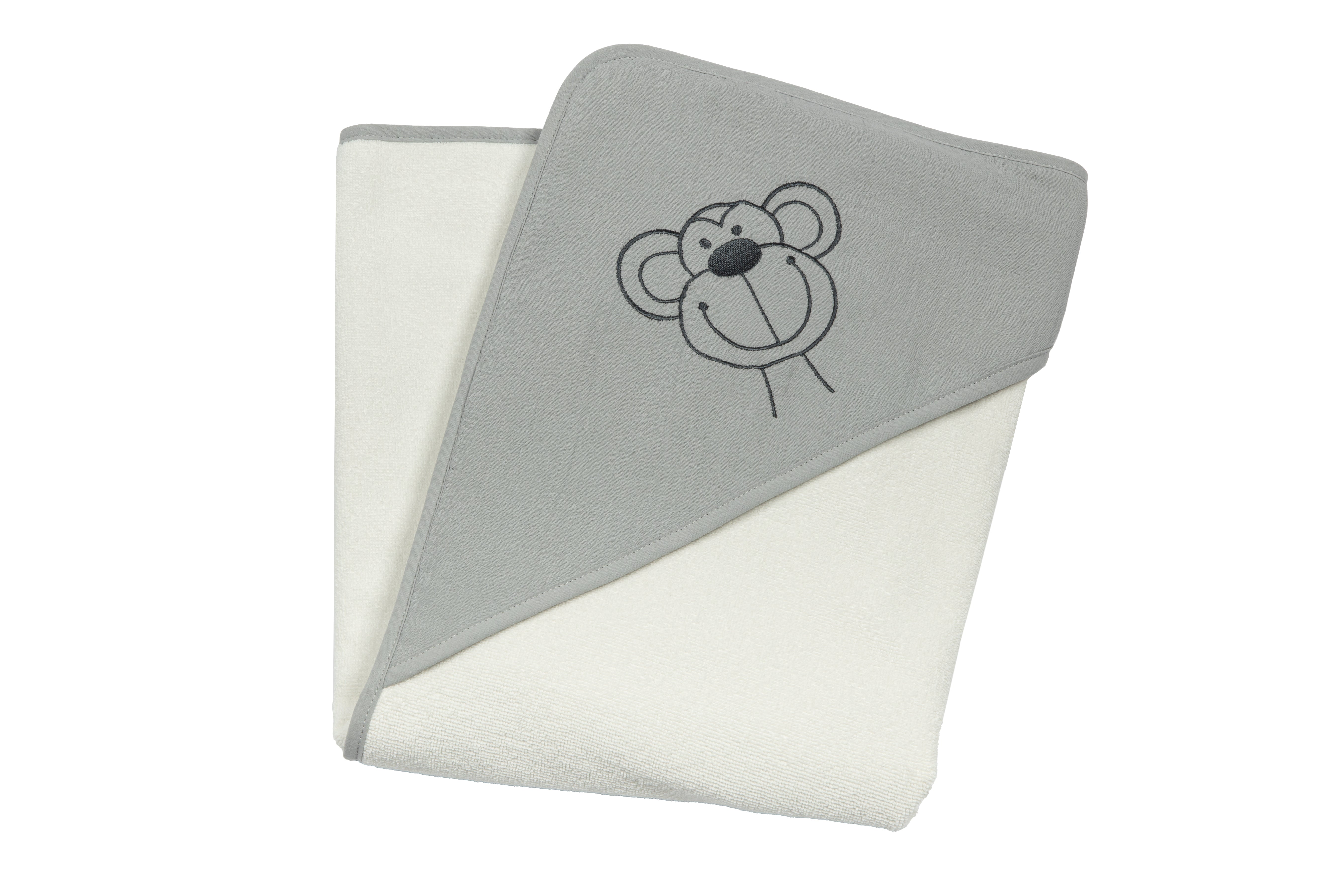 Bebe's Collection Kapuzenbadetuch 90 x 90 cm Affe grau