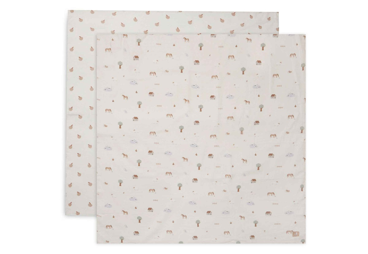 Jollein Mullwindeln Hydrophil Meadow 115x115cm - Chestnut 2er Pack
