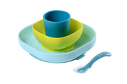 Beaba Geschirrset Silikon 4-teilig blau