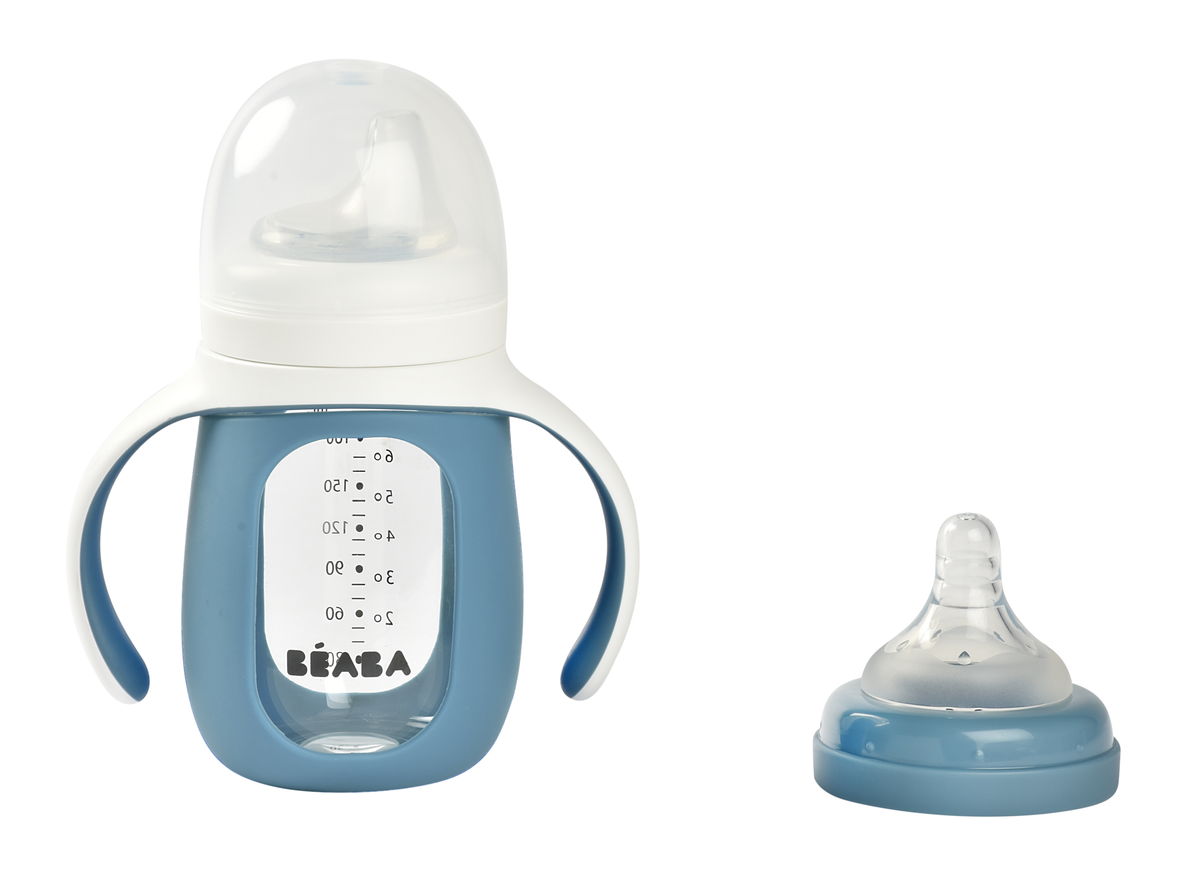 Beaba 2in1 Lernfläschchen Silikon blau