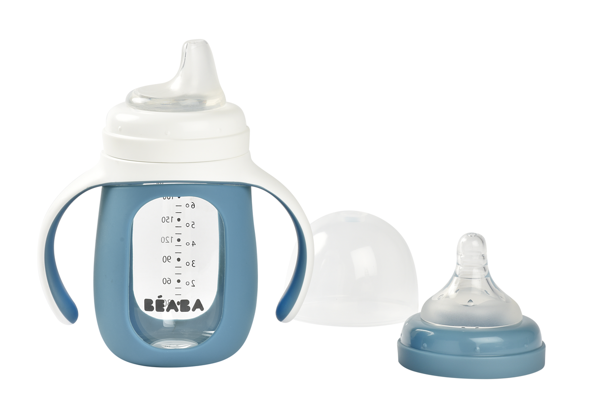Beaba 2in1 Lernfläschchen Silikon blau