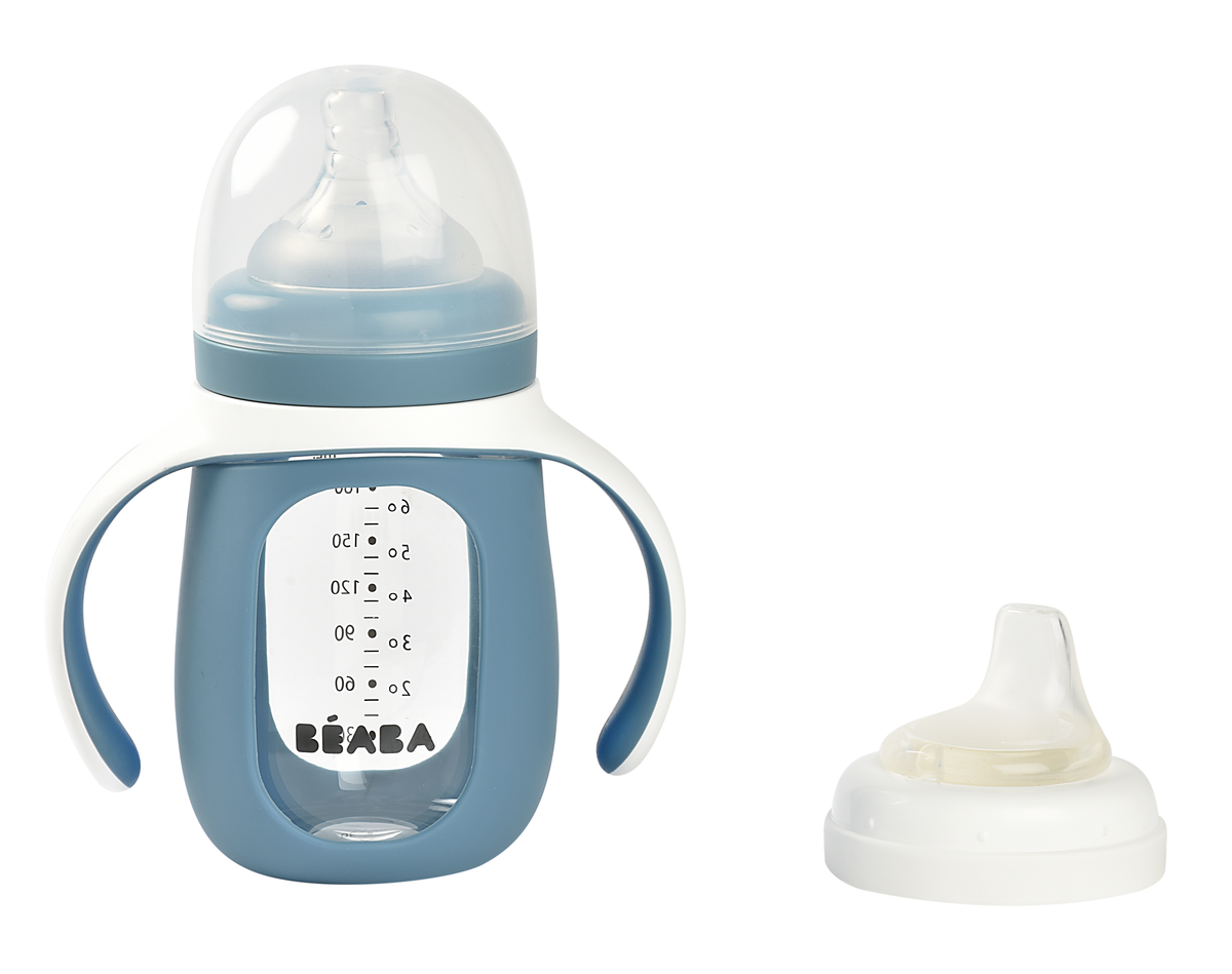 Beaba 2in1 Lernfläschchen Silikon blau