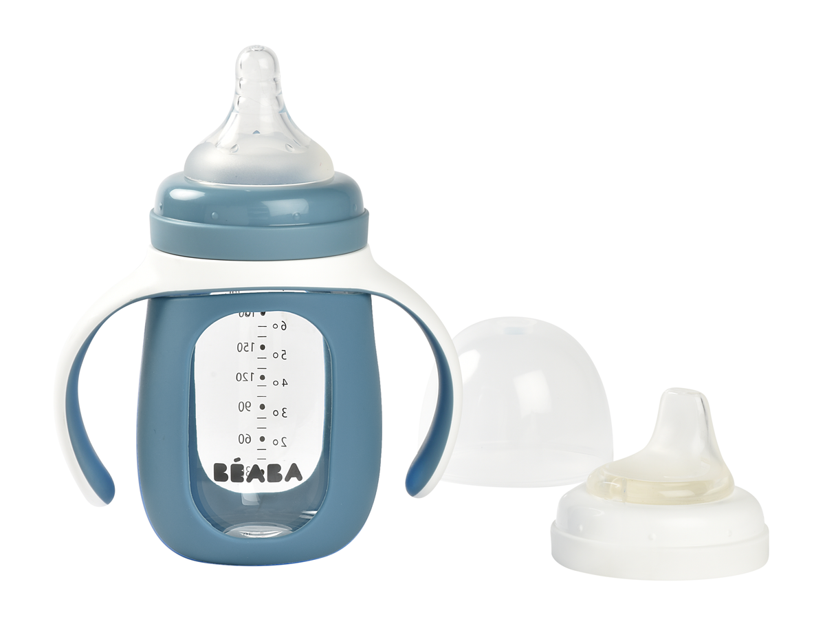 Beaba 2in1 Lernfläschchen Silikon blau