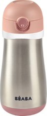 Beaba Edelstahlflasche + Henkel 350ml old pink