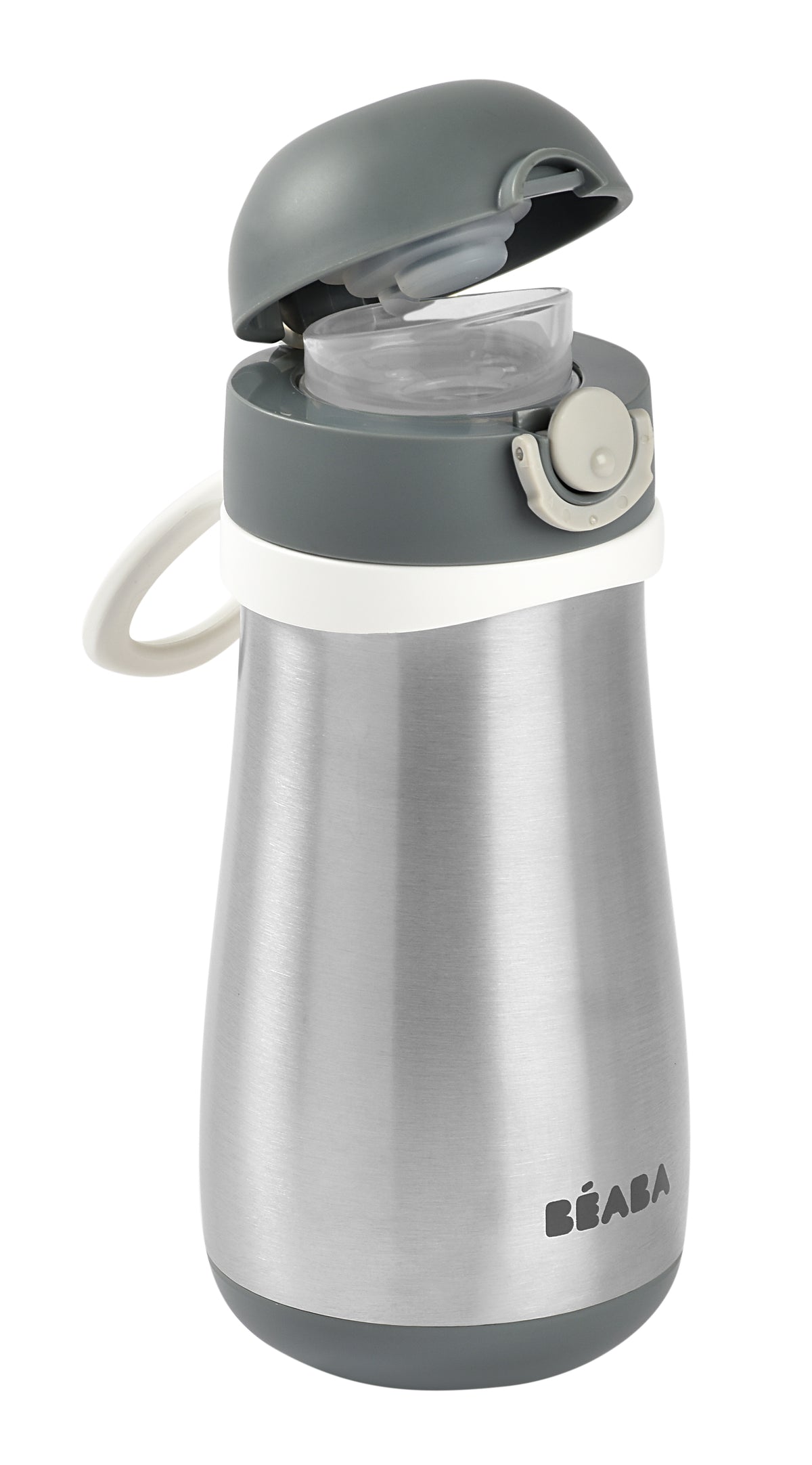 Beaba Edelstahlflasche + Henkel 350ml grau