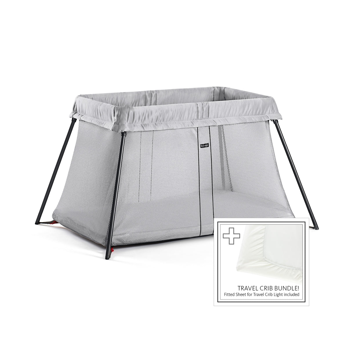 BabyBjörn Reisebett light Mesh silber inkl. Fixleintuch