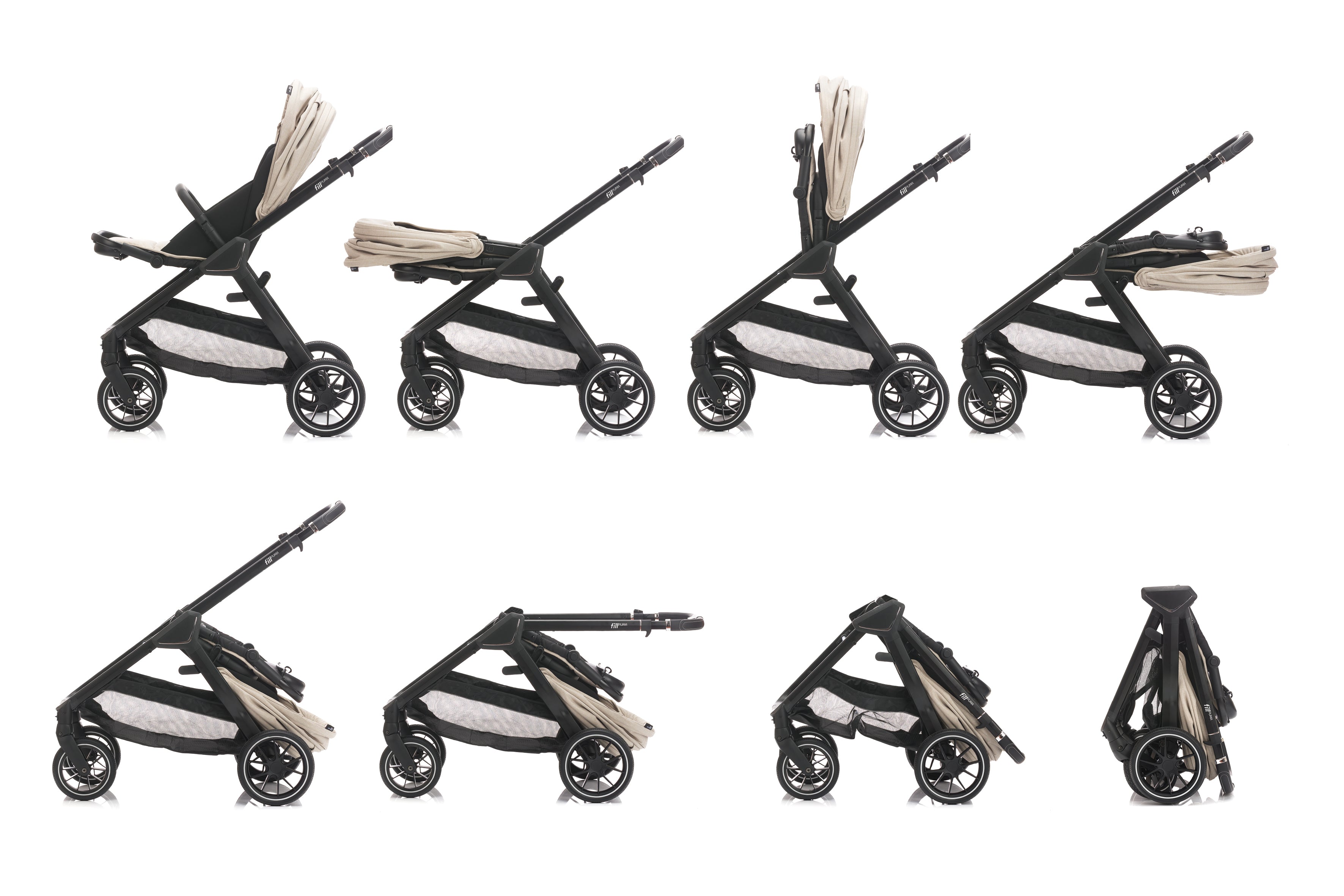 Fillikid Kinderwagenset Puma inkl. Sportwagenaufsatz und Wanne khaki - SONDERAKTION
