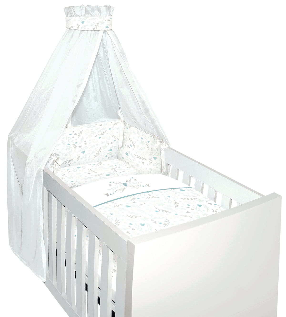 Bettset Tencel Herzranke seagreen 4tlg. inkl. gratis Fixleintuch