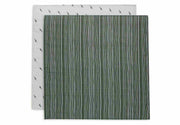 Jollein Spucktuch Hydrophill Stripe & Olive Leaf Green GOTS 2er Pack