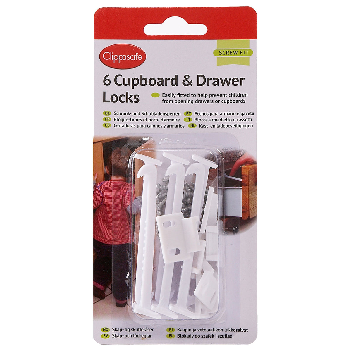 Clippasafe Schrank- und Schubladenverschluss weiss 6 Stk.