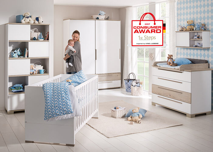 PAIDI CARLO Kinderzimmer 3-Teilig mit Wickelaufsatz, mit schmalen Schrank