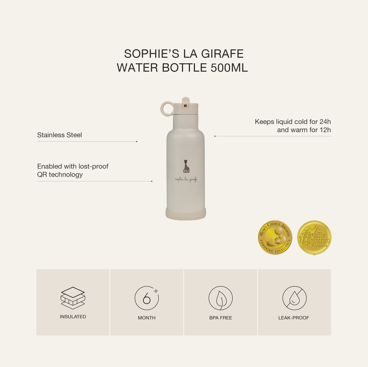 Citron Water bottle 500ml Sophie La Girafe