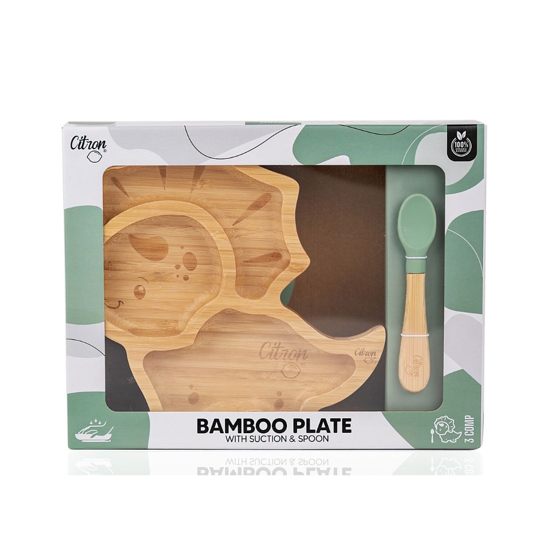 Citron Bamboo Plate Dino mit Saugnapf