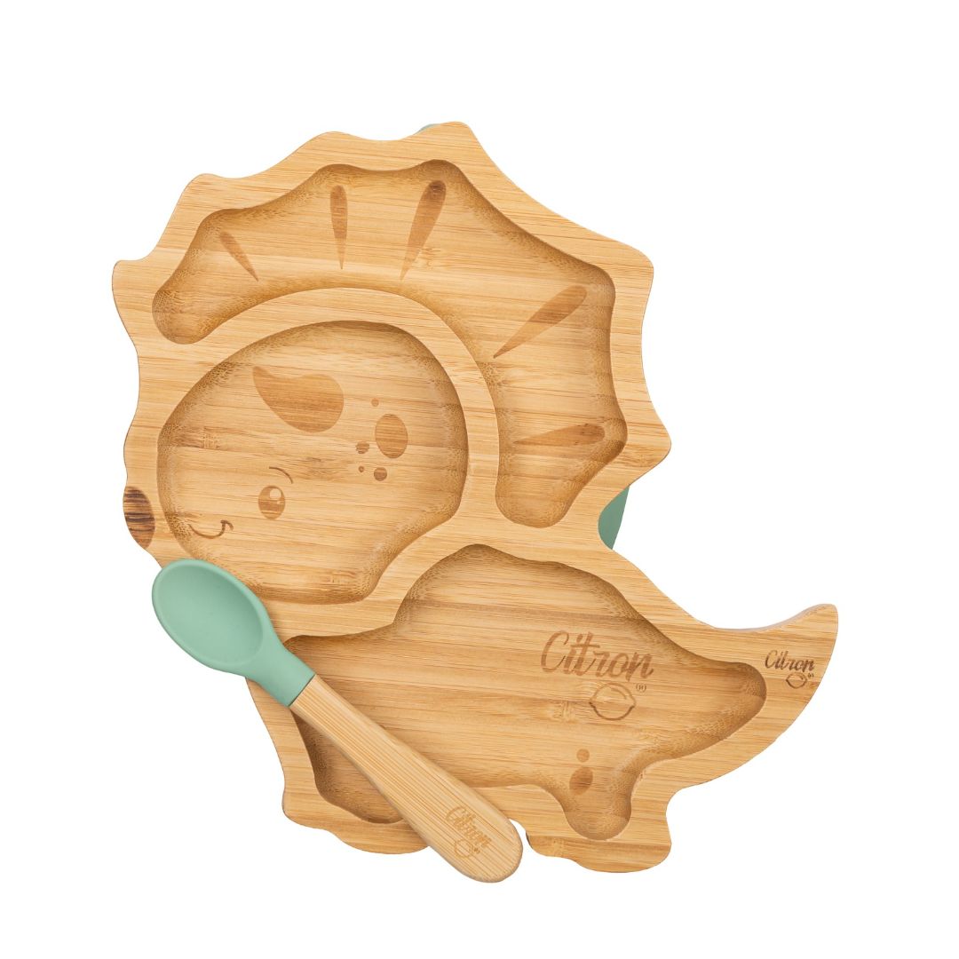 Citron Bamboo Plate Dino mit Saugnapf