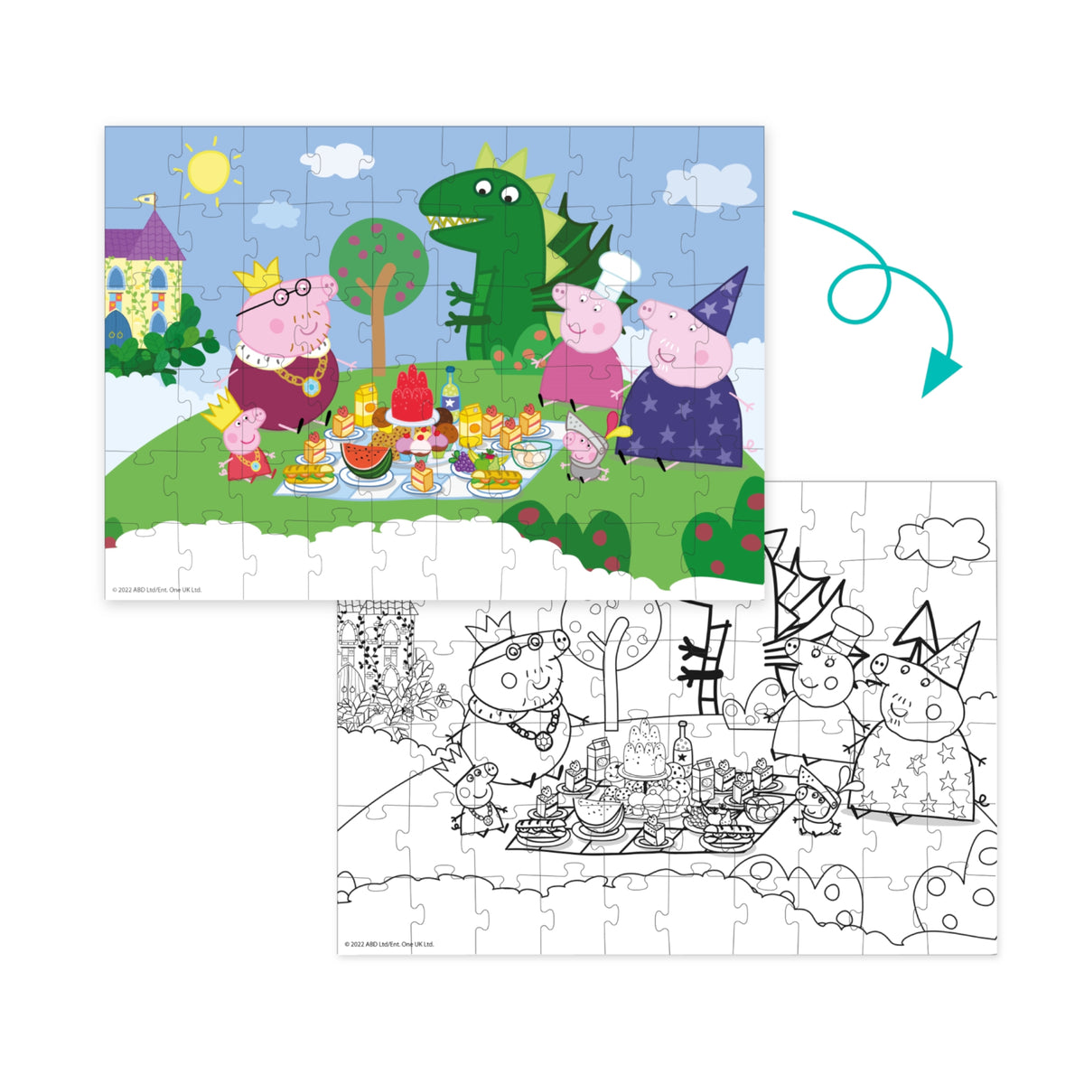 DODO Puzzle zum Ausmalen 2in1 Peppa Pig Picknick 60 Teile 4J+