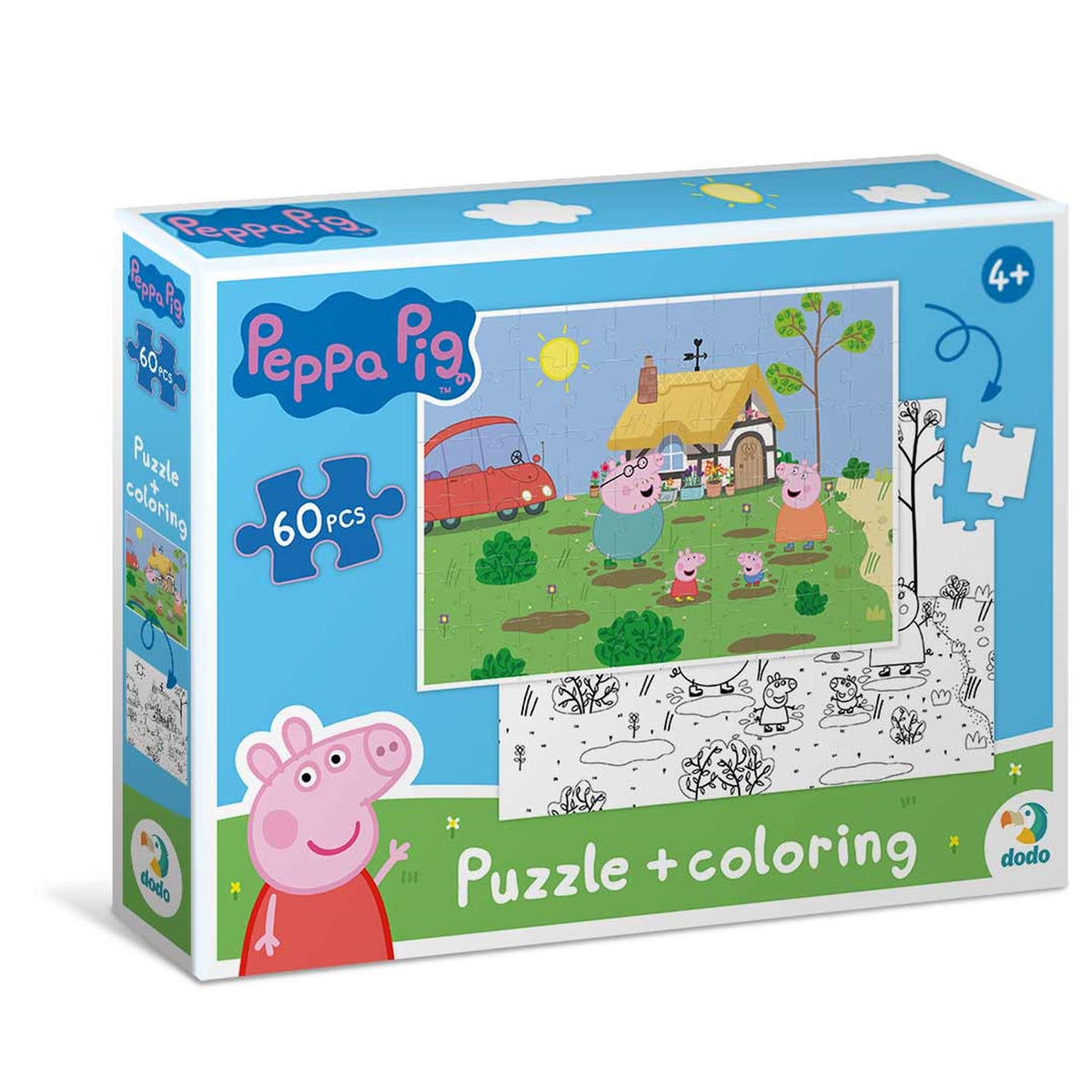 DODO Puzzle zum Ausmalen 2in1 Peppa Pig Spiele 60 Teile 4J+