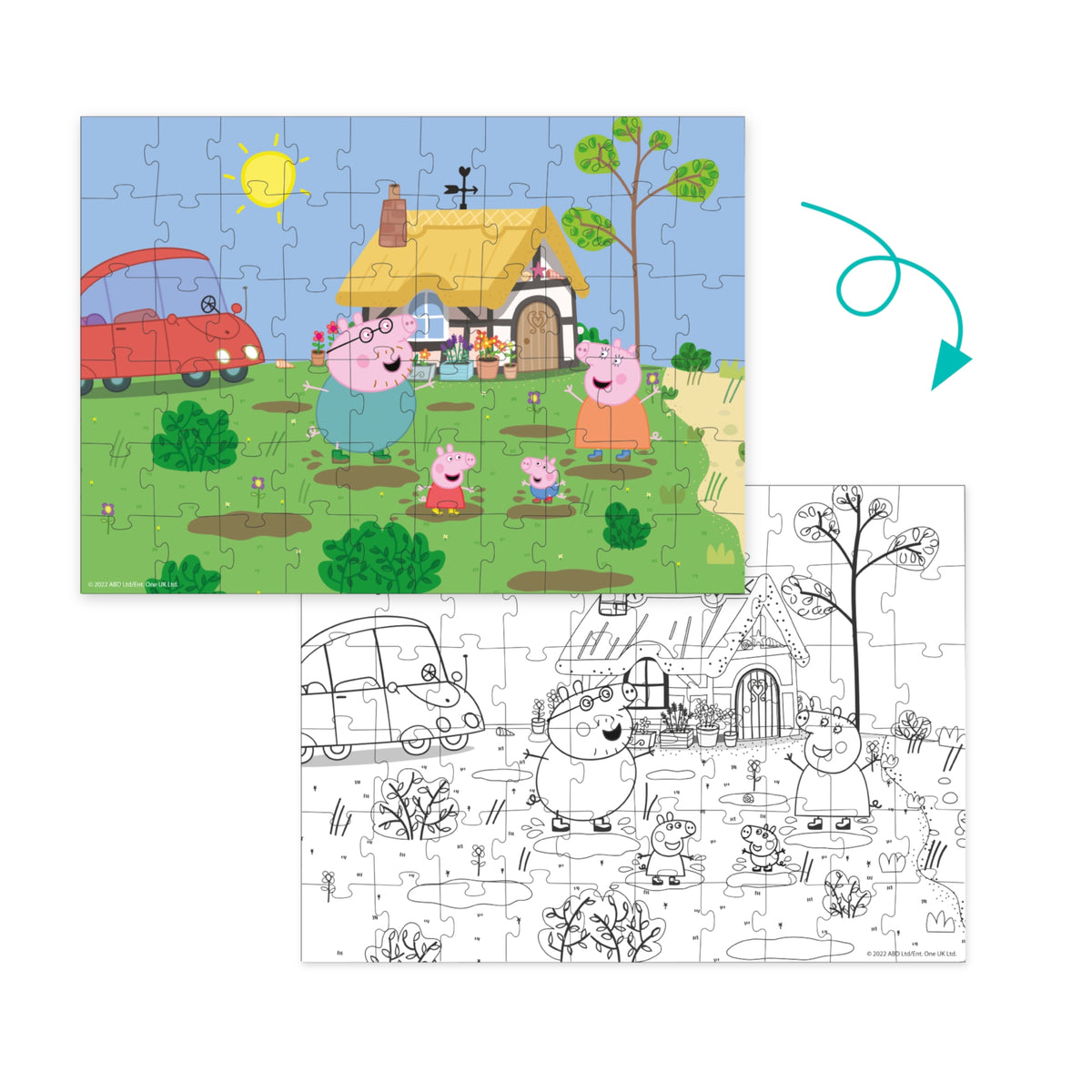 DODO Puzzle zum Ausmalen 2in1 Peppa Pig Spiele 60 Teile 4J+