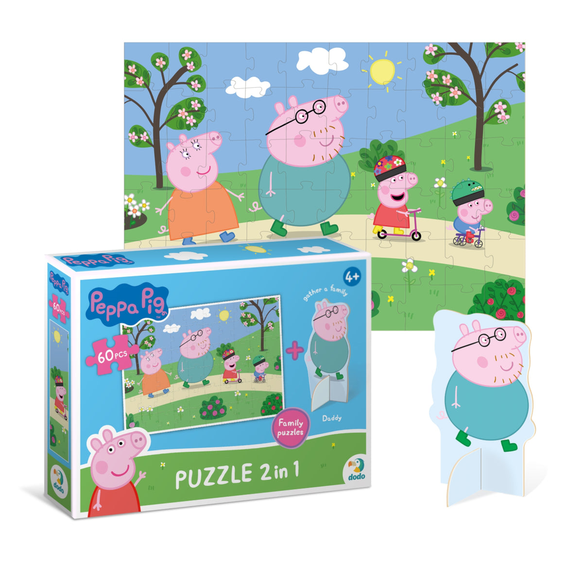 DODO Puzzle mit Spielfigur Peppa Pig Spaziergang 60 Teile 4J+